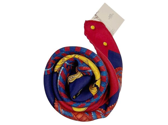Hermès SEIDENSCHAL ROT NAVY BOUCLES UND GALON DES ZAREN Blau - Ansicht 6