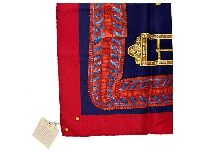 Hermès SEIDENSCHAL ROT NAVY BOUCLES UND GALON DES ZAREN Blau - Ansicht 9