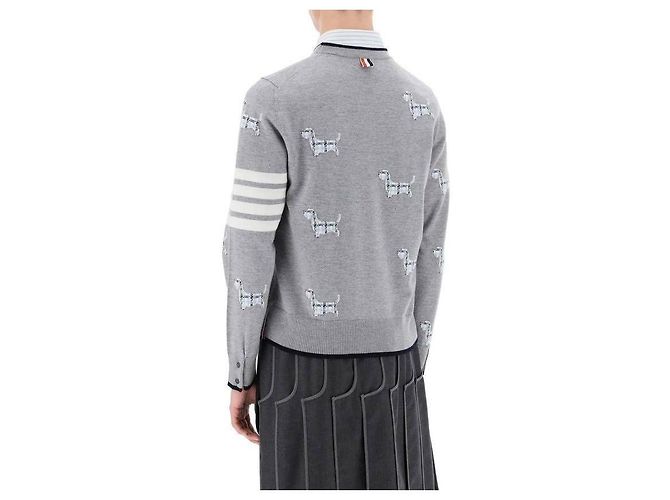 Thom Browne Pull à col rond en intarsia Marron - vue 6