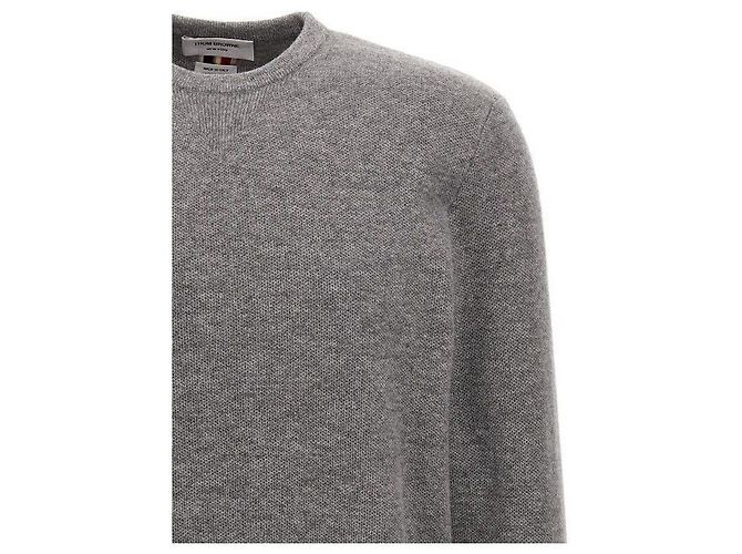 Thom Browne Suéter de gola redonda em lã merino Marrom - vista 6