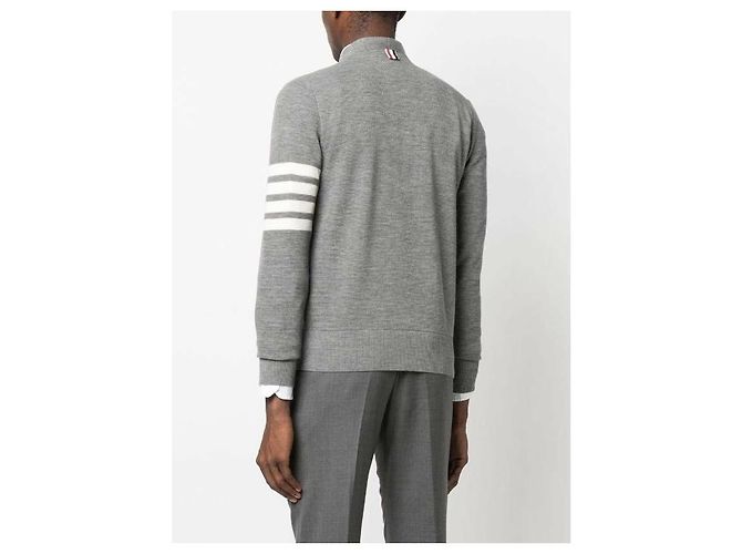 Thom Browne Stripe Feiner Merino Waffel Hoch V-Ausschnitt Cardigan - Ansicht 7
