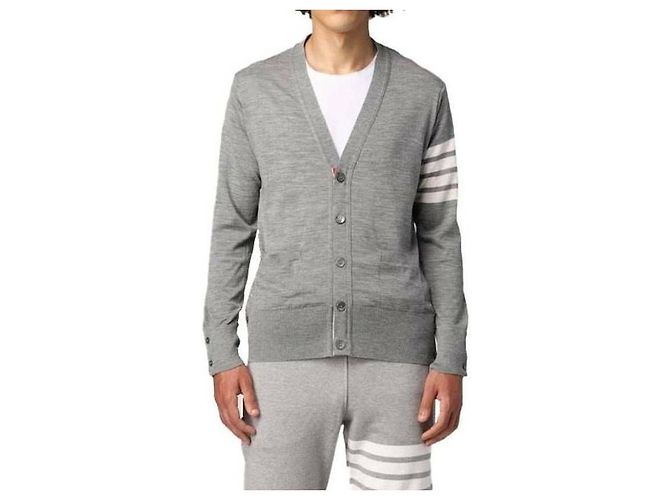 Thom Browne Cárdigan de lana sostenible a rayas - vista 4