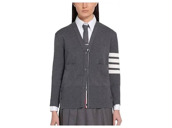 Thom Browne Streifen Milano Strickjacke Braun - Ansicht 5