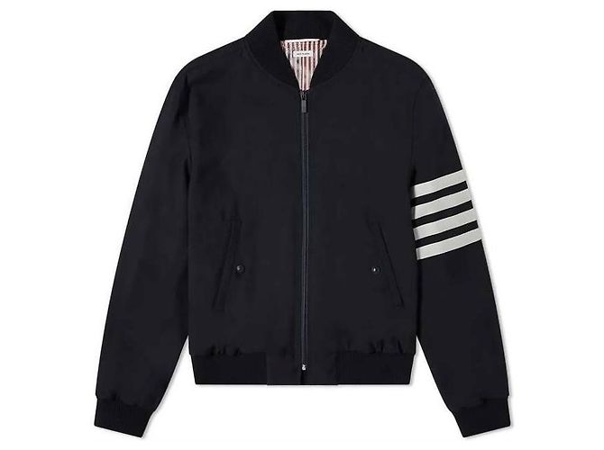 Thom Browne Stripe Plain Weaving Wool Blouson Blue - view 4