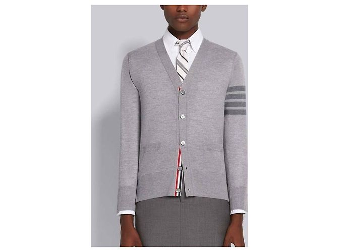 Thom Browne Streifen Sustainable Merinowoll-Cardigan - Ansicht 4