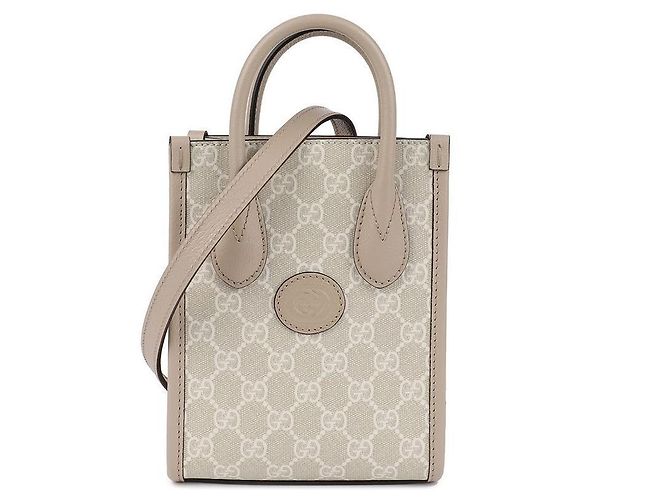 Gucci Bolsa mini tote feminina entrelaçada Marrom - vista 3