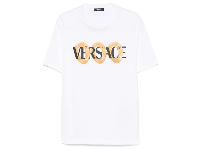 Versace Maxi Kettenlogo T-Shirt Weiß - Ansicht 4