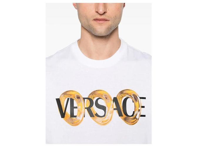 Versace Maxi Kettenlogo T-Shirt Weiß - Ansicht 7