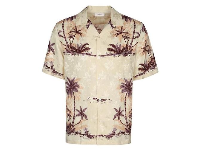 Céline Camicia hawaiana in seta stampata Marrone - vista 4