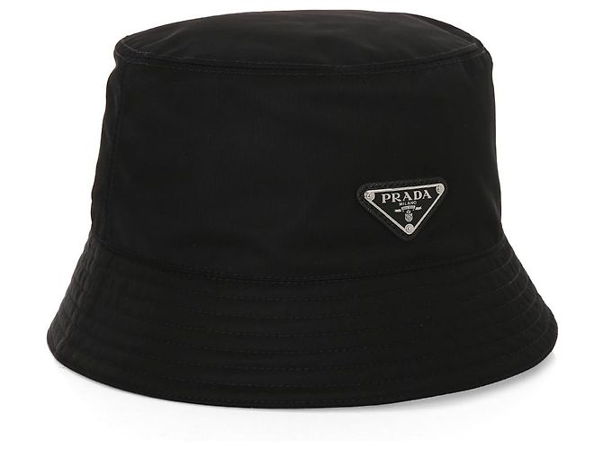 Prada Cappello bucket nero in Re-Nylon con logo in metallo - vista 3