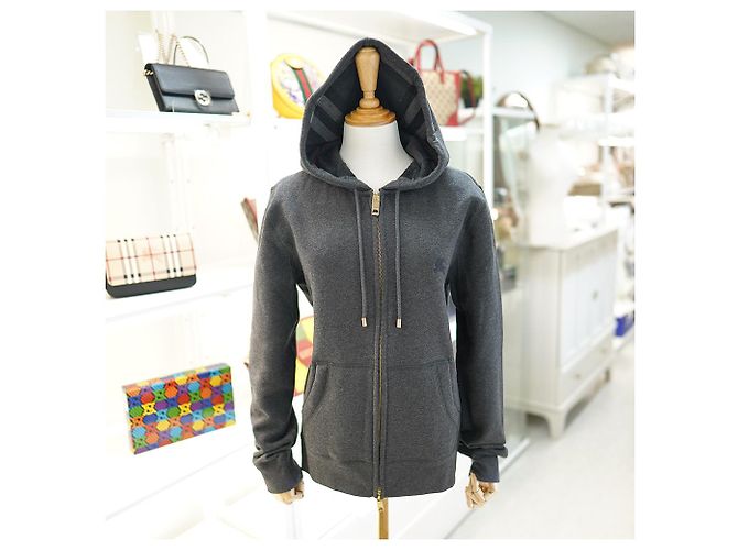 Burberry Felpa con cappuccio e zip in cotone carbone logo cavallo Marrone - vista 2