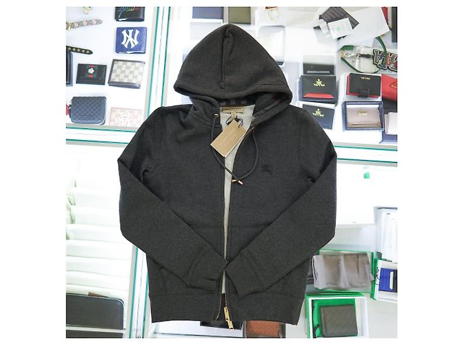 Burberry Felpa con cappuccio e zip in cotone carbone logo cavallo Marrone - vista 20