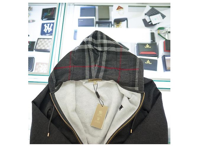 Burberry Felpa con cappuccio e zip in cotone carbone logo cavallo Marrone - vista 21