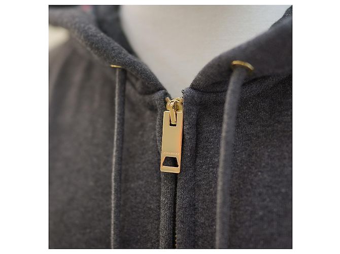 Burberry Felpa con cappuccio e zip in cotone carbone logo cavallo Marrone - vista 7