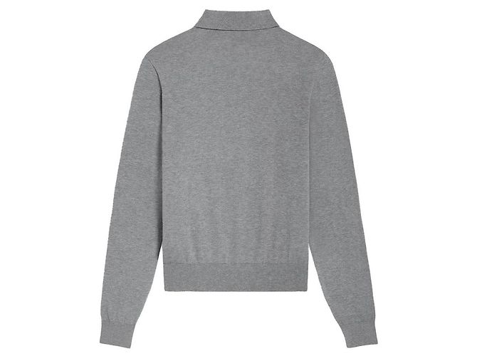Céline Fine Cotton Polo Sweater Medium Grey Brown - view 2