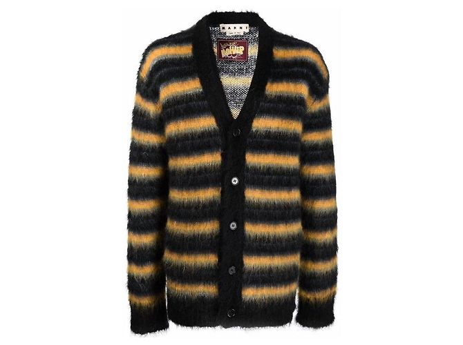 Marni Schwarzer Streifen-Mohair-Cardigan Mehrfarben - Ansicht 4