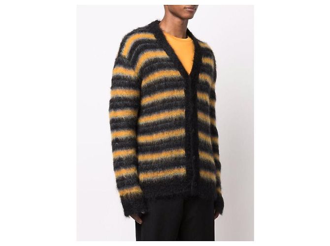 Marni Schwarzer Streifen-Mohair-Cardigan Mehrfarben - Ansicht 6