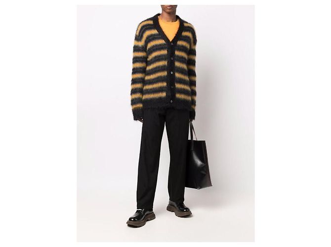 Marni Schwarzer Streifen-Mohair-Cardigan Mehrfarben - Ansicht 8