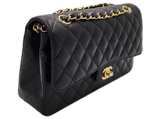 Chanel Borsa a Spalla Media Caviar Classic Flap Nera Nero - vista 3