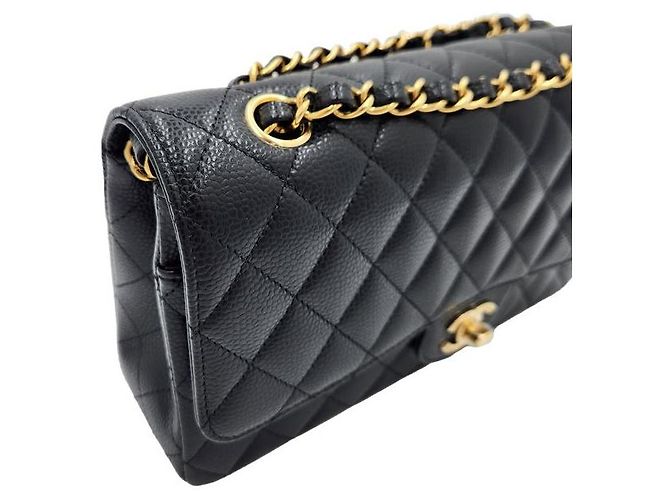 Chanel Borsa a Spalla Media Caviar Classic Flap Nera Nero - vista 5
