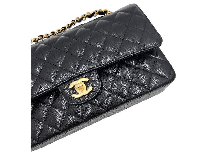 Chanel Borsa a Spalla Media Caviar Classic Flap Nera Nero - vista 6