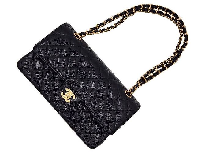 Chanel Borsa a Spalla Media Caviar Classic Flap Nera Nero - vista 8