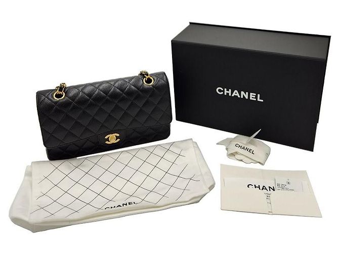Chanel Borsa a Spalla Media Caviar Classic Flap Nera Nero - vista 9