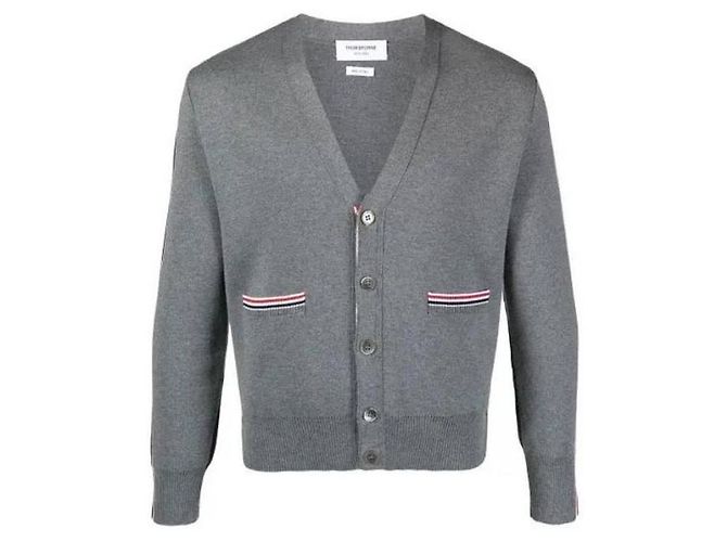Thom Browne Milano-Pullover mit RWB-Intarsienbesatz an der Seite Braun - Ansicht 4