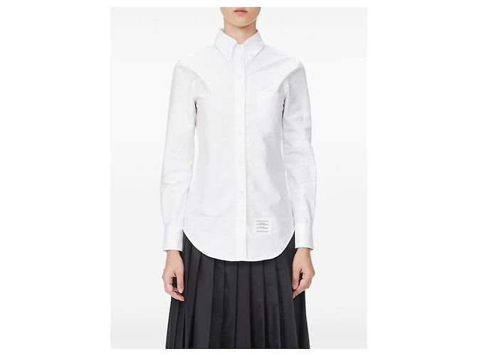 Thom Browne Camicia classica in cotone Oxford Bianco - vista 5