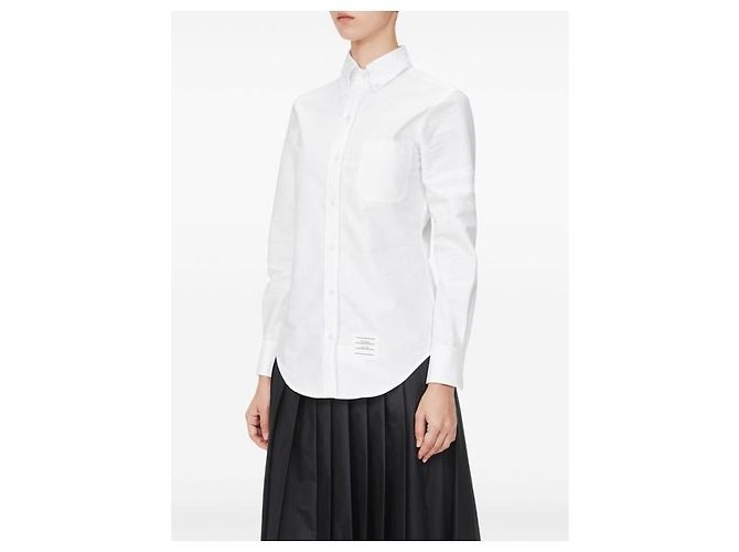 Thom Browne Camicia classica in cotone Oxford Bianco - vista 7