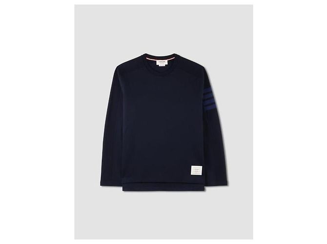 Thom Browne Cotton Bar T-Shirt Blau - Ansicht 4