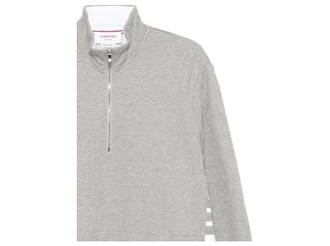 Thom Browne Pullover classico in jersey con mezza zip Marrone - vista 5