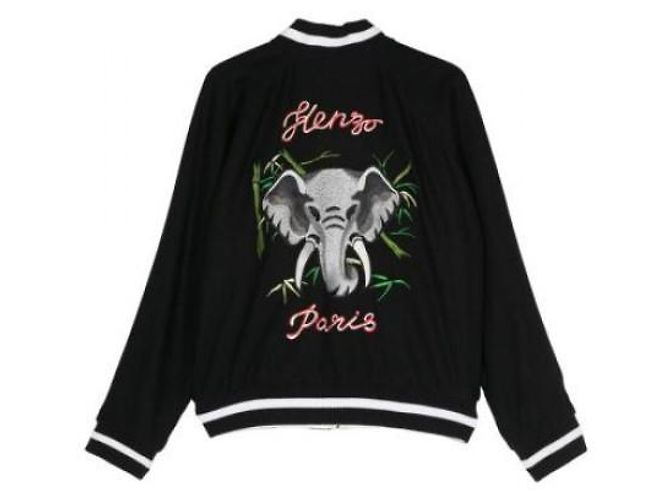 Kenzo Umkehrbare Elefanten-Souvenirjacke Schwarz - Ansicht 5