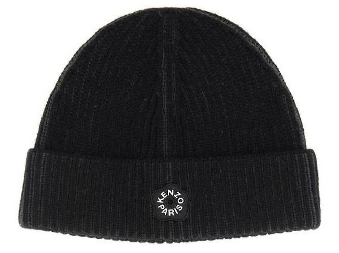 Kenzo Gorro de lã com patch de logo Preto - vista 4