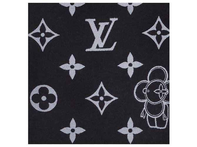 Louis Vuitton Sciarpa in Lana Monogram Vivienne Grigio Scuro Marrone - vista 3