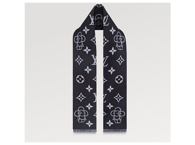 Louis Vuitton Sciarpa in Lana Monogram Vivienne Grigio Scuro Marrone - vista 5
