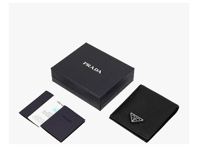 Prada Portafoglio Grain Logo Bifold da Uomo - vista 10