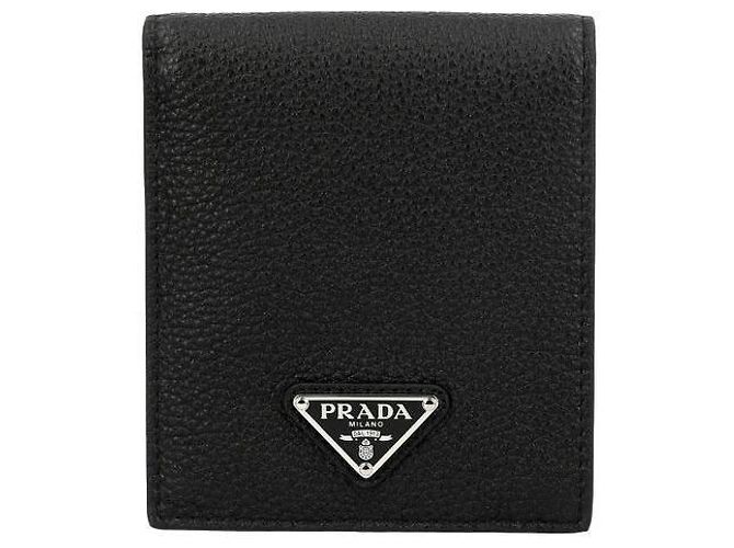 Prada Portafoglio Grain Logo Bifold da Uomo - vista 3