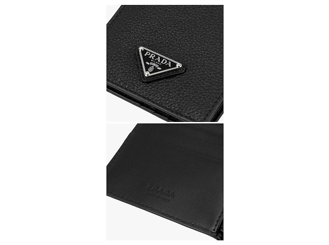 Prada Portafoglio Grain Logo Bifold da Uomo - vista 9