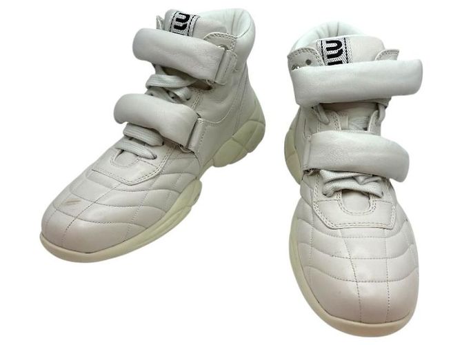 Miu Miu Sneakers alte da donna in nappa con Velcro Bianco - vista 2