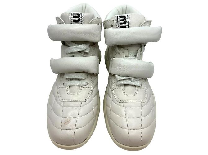 Miu Miu Sneakers alte da donna in nappa con Velcro Bianco - vista 3