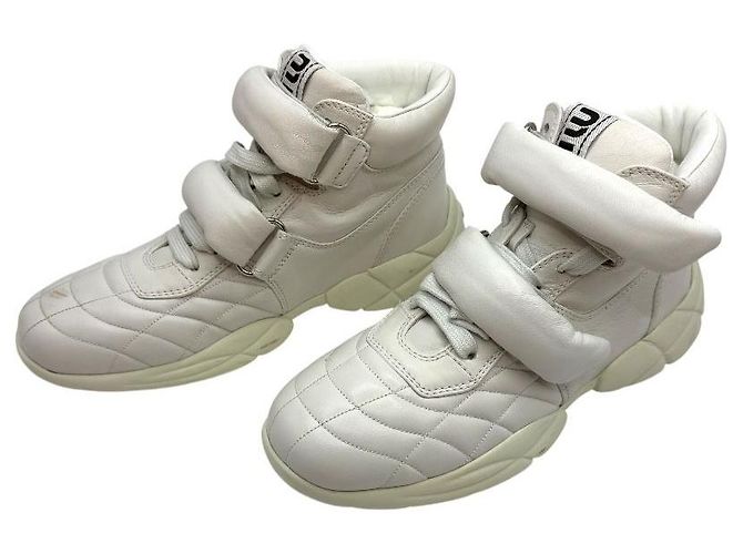 Miu Miu Sneakers alte da donna in nappa con Velcro Bianco - vista 4