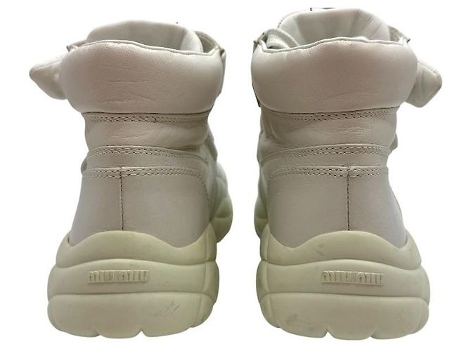 Miu Miu Sneakers alte da donna in nappa con Velcro Bianco - vista 5