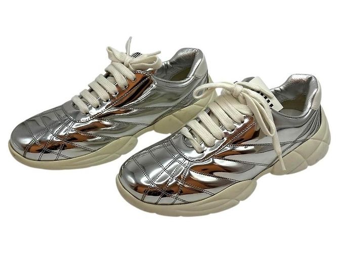 Miu Miu Sneakers Metalliche Trapuntate da Donna Argento - vista 4