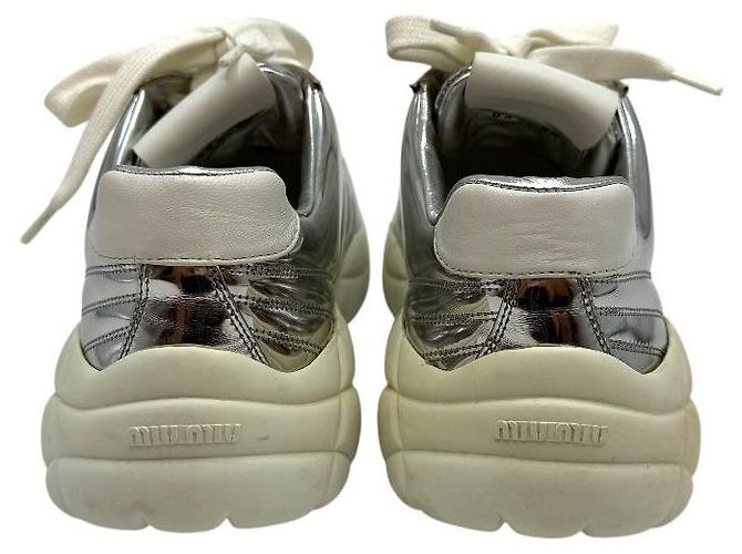 Miu Miu Sneakers Metalliche Trapuntate da Donna Argento - vista 5
