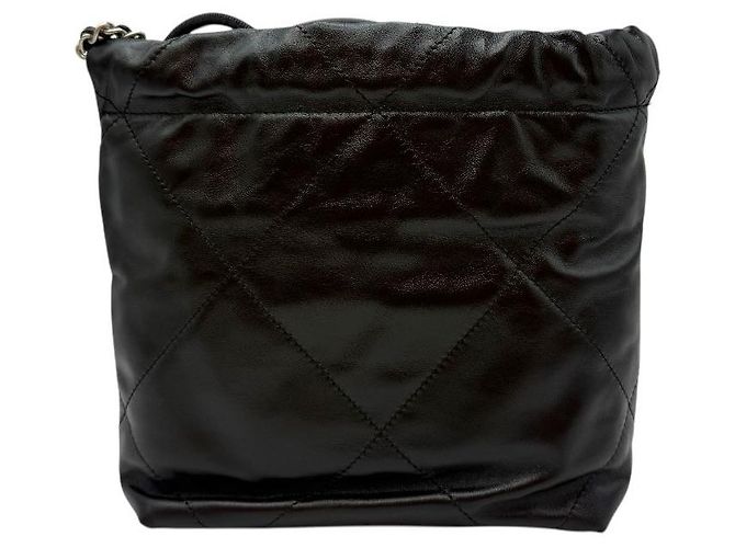 Chanel Mini borsa hobo in pelle di vitello lucida argento nero - Ansicht 4
