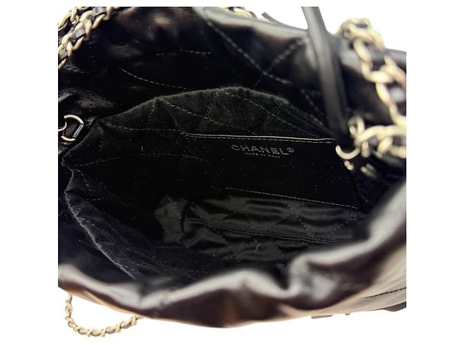 Chanel Mini borsa hobo in pelle di vitello lucida argento nero - Ansicht 7