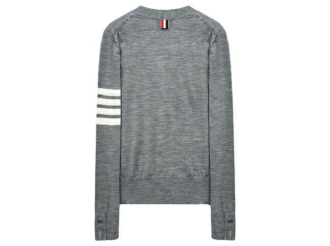 Thom Browne Damen-Wollcardigan mit Armband in Grau Braun - Ansicht 8