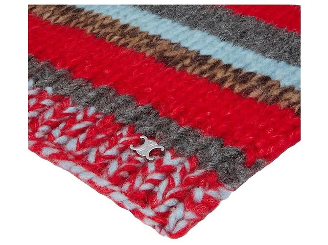 Céline Sciarpa Moulins in Alpaca e Lana Rossa Multicolore Rosso - vista 2