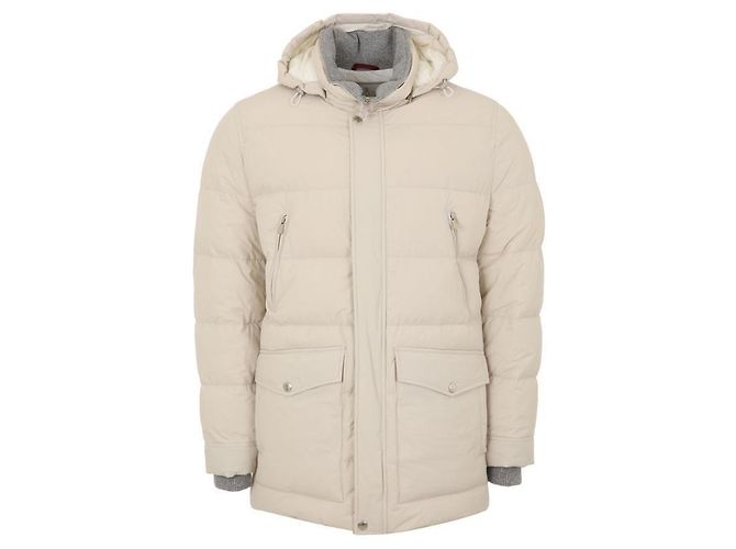 Brunello Cucinelli Taft-Hooded-Padding-Jacke Weiß - Ansicht 2